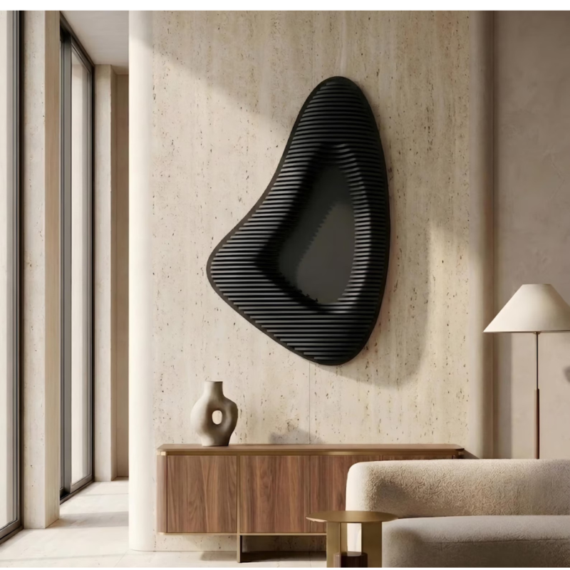 Miroir Organique Sculptural Noir