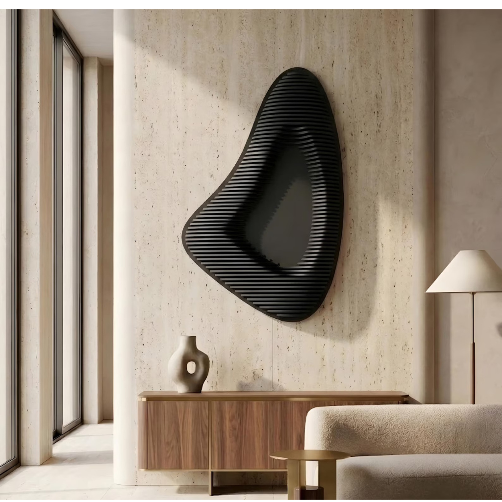 Miroir Organique Sculptural Noir