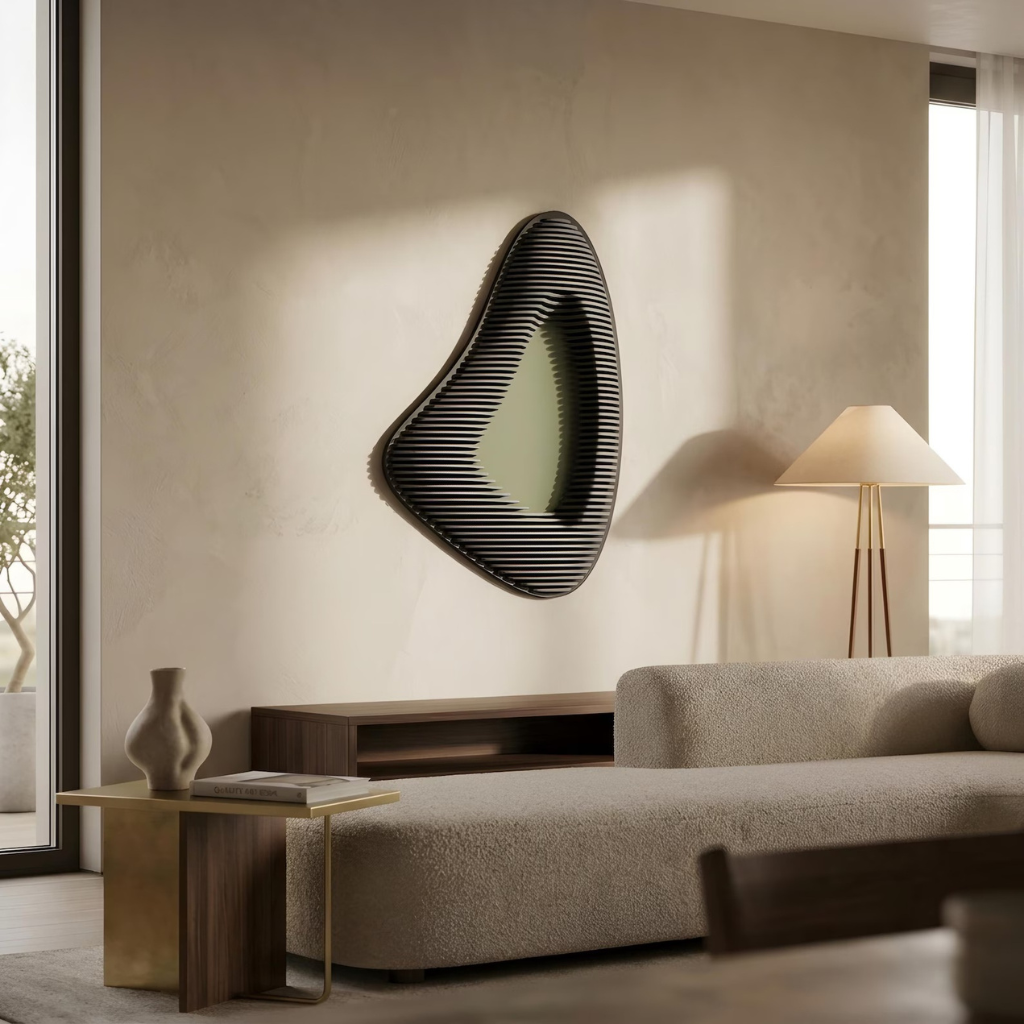 Miroir Organique Sculptural Noir – Élégance Contemporaine - Image 5