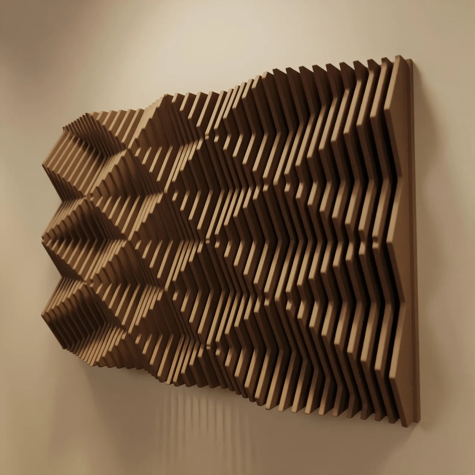FLUX L | Décoration murale paramétrique en bois et panneau acoustique